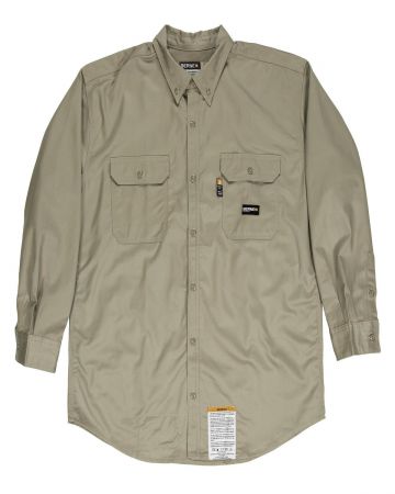 Berne Men's Flame-Resistant Button-Down Long Sleeve Work Shirt With Pockets